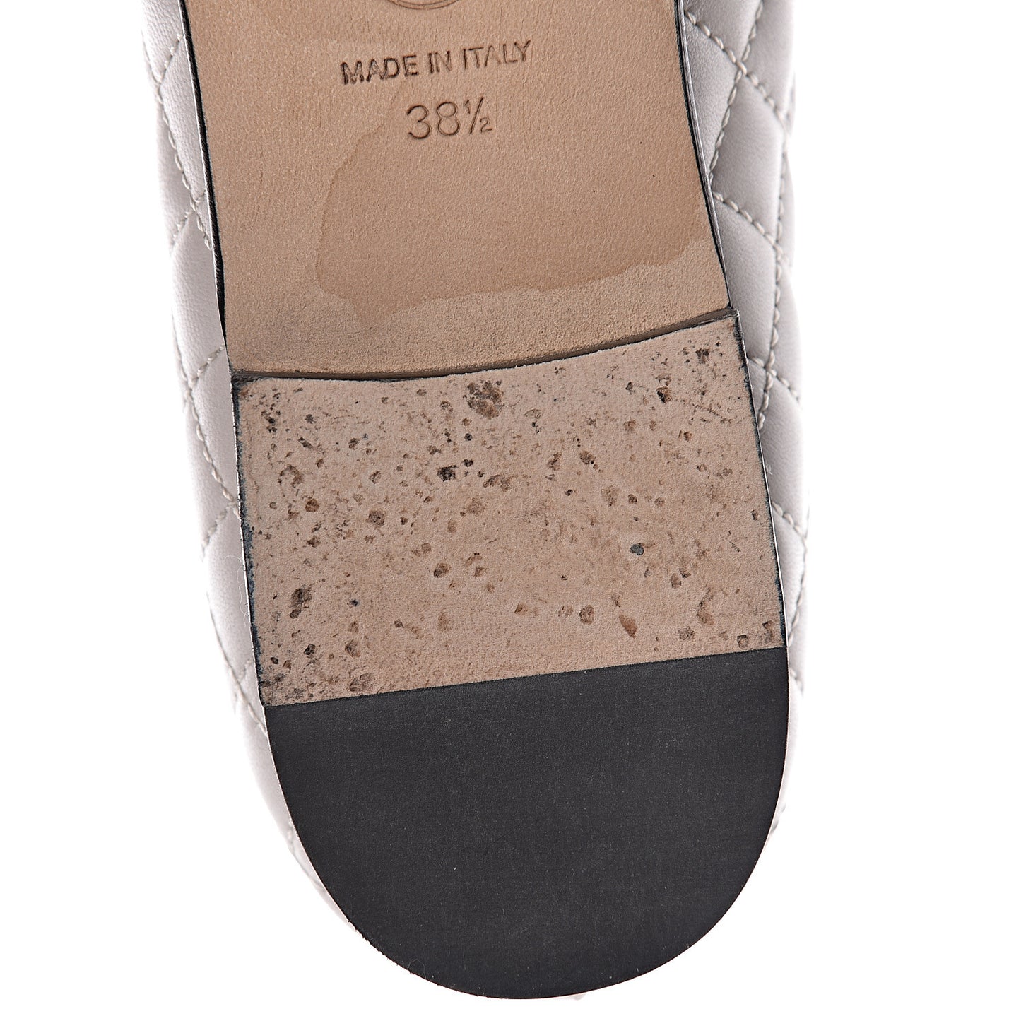 Lambskin Quilted CC Loafers 38.5 Light Grey