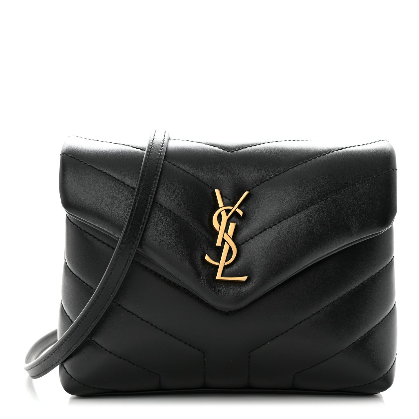 Calfskin Y Quilted Monogram Toy Loulou Crossbody Bag Black