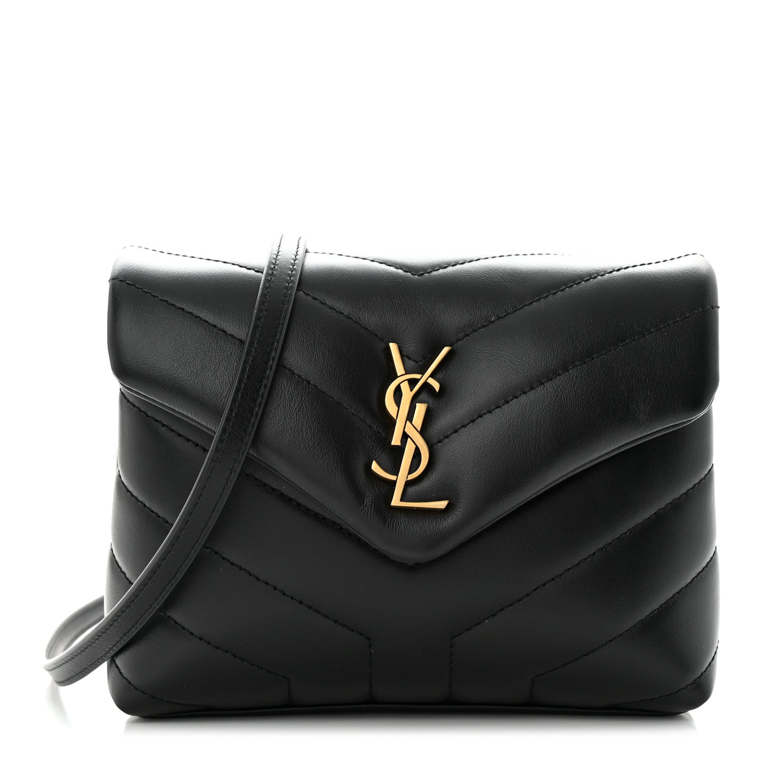 Saint Laurent Calfskin Y Quilted Monogram Toy Loulou Crossbody Bag Black 1 of 11