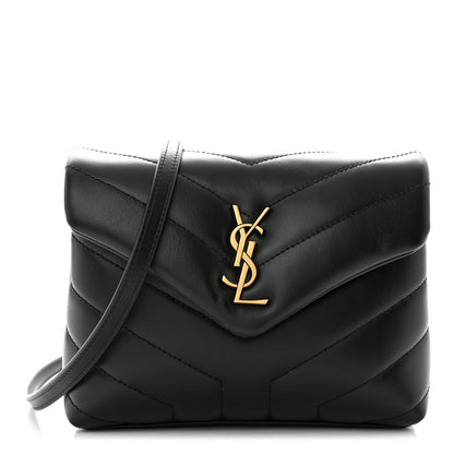 Saint Laurent Calfskin Y Quilted Monogram Toy Loulou Crossbody Bag Black 1 of 11