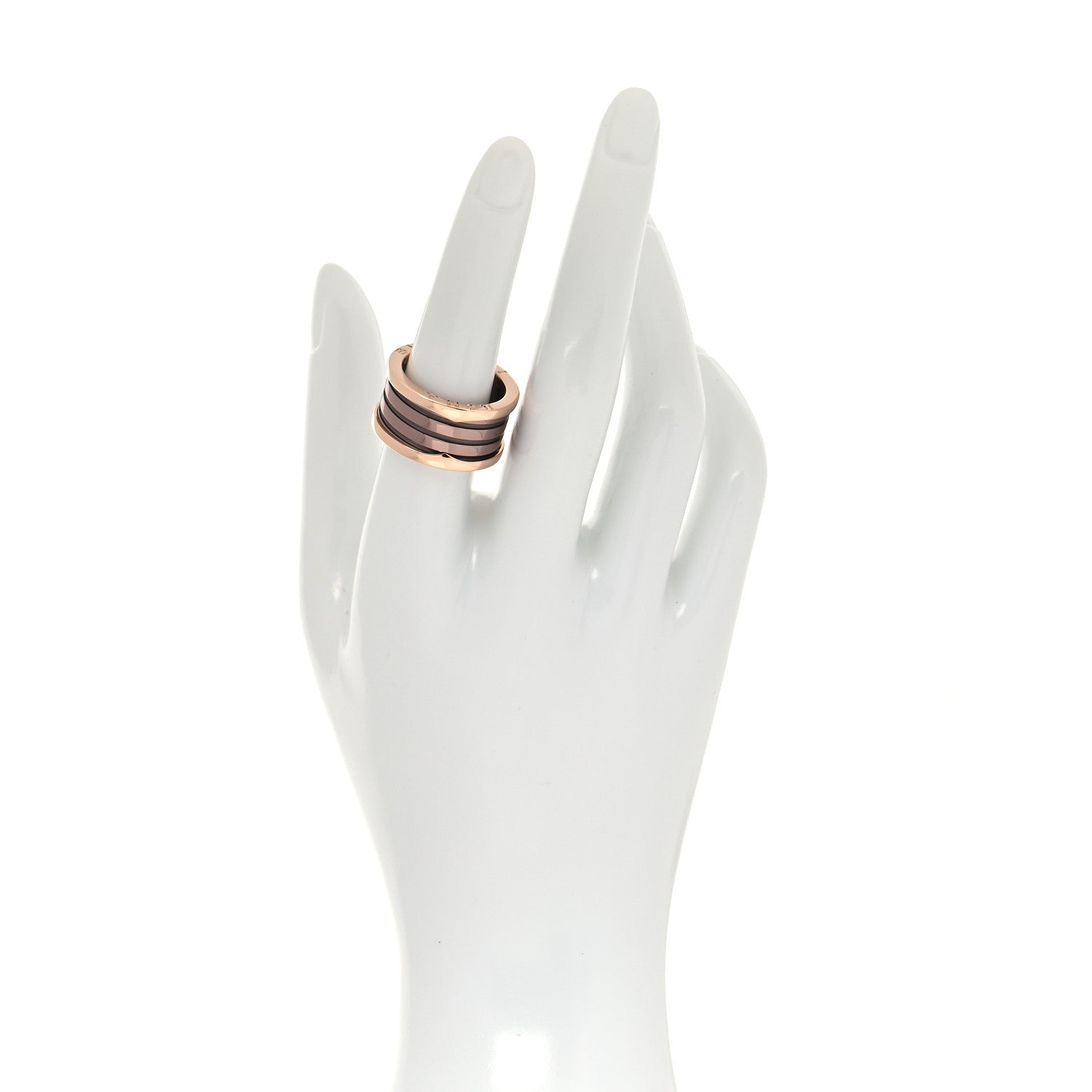 Bulgari 18K Rose Gold Bronze Cermet Roma B.Zero1 Four-Band Ring 56 7.5 2 of 5