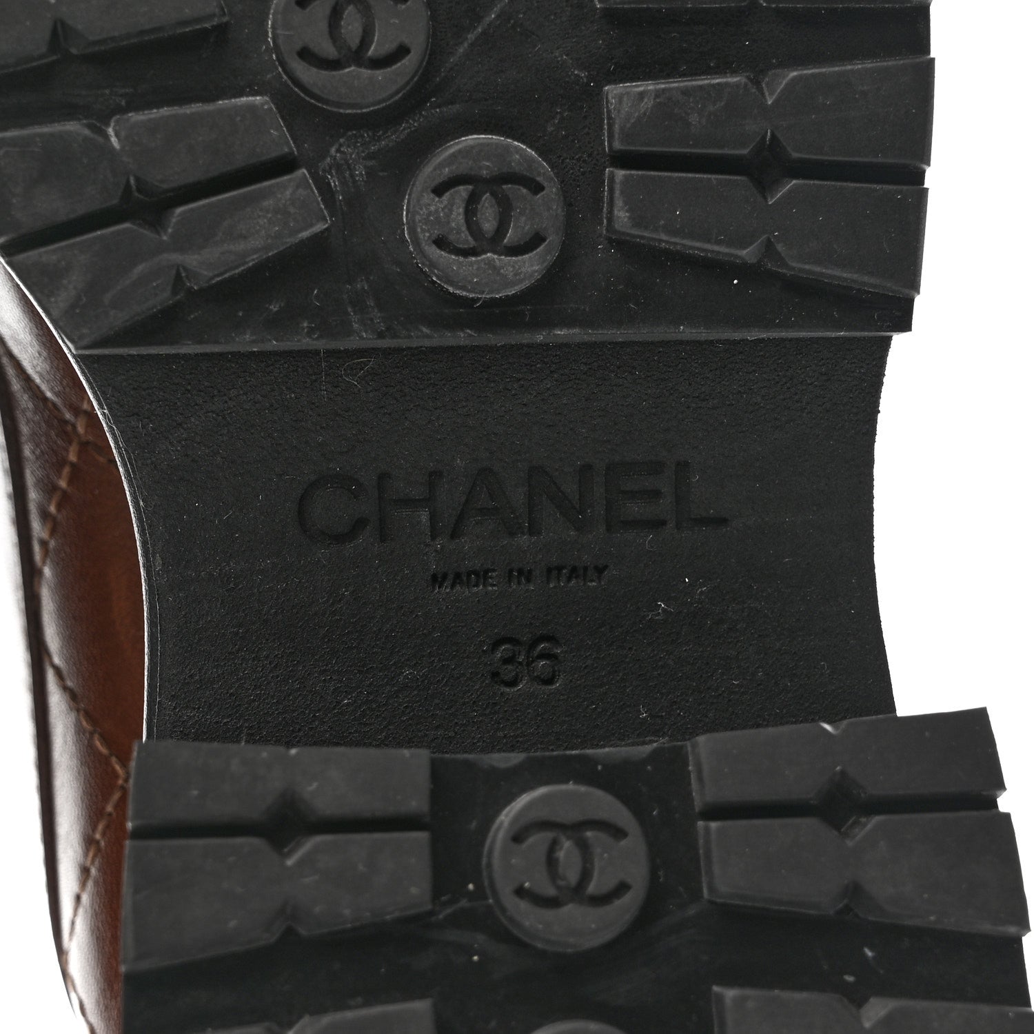 Chanel Calfskin Quilted CC Mocassin Loafers 36 Brown 7 of 15