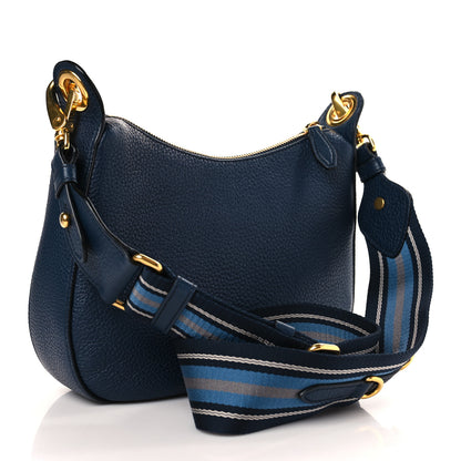 Prada Vitello Daino Zippered Messenger Hobo Baltico 3 of 8
