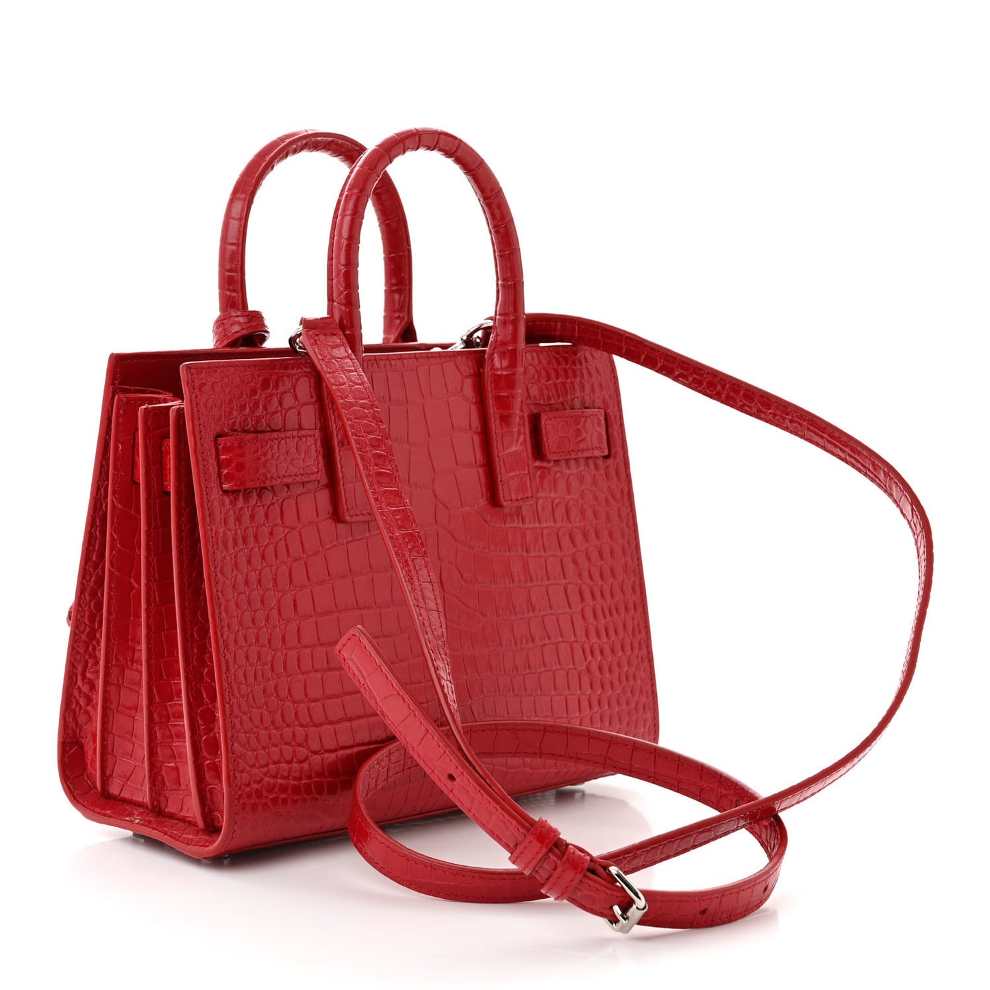 Calfskin Crocodile Embossed Nano Sac De Jour Red