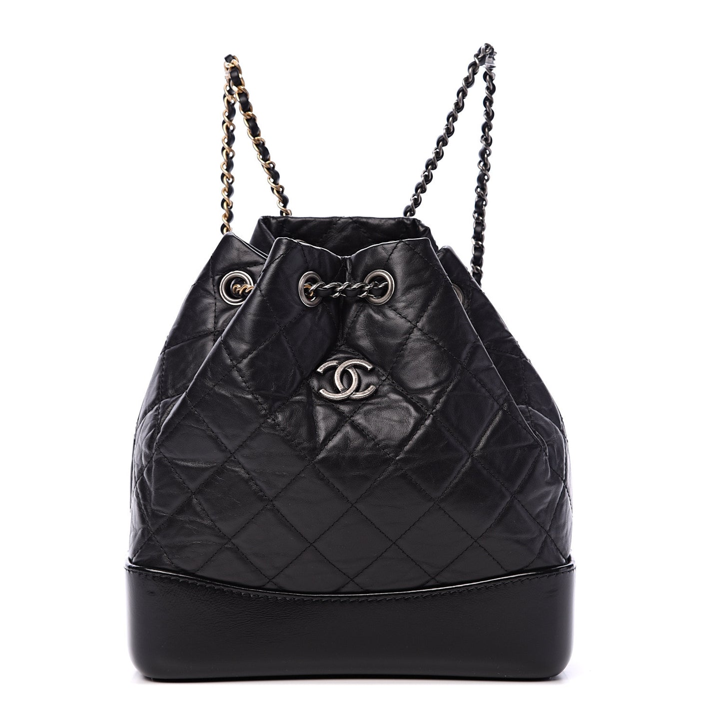 Aged Calfskin Quilted Small Gabrielle Backpack Black