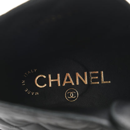 Chanel Shiny Lambskin Quilted Lace Up Combat Boots 39 Black 4 of 8