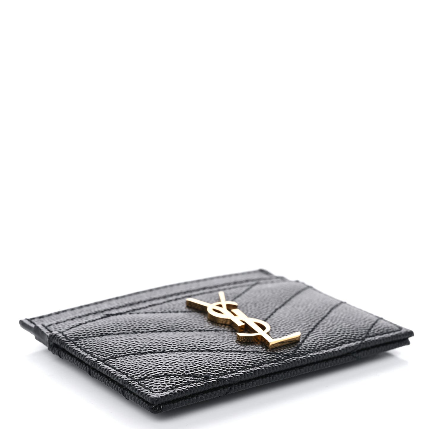 Grain De Poudre Matelasse Chevron Monogram Credit Card Case Black