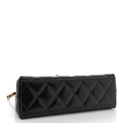 Chanel Shiny Aged Calfskin Quilted Nano Kelly Shopper Black 4 of 10