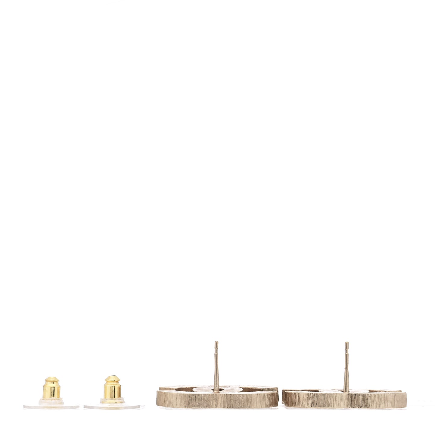 Metal Quilted CC Earrings Gold White