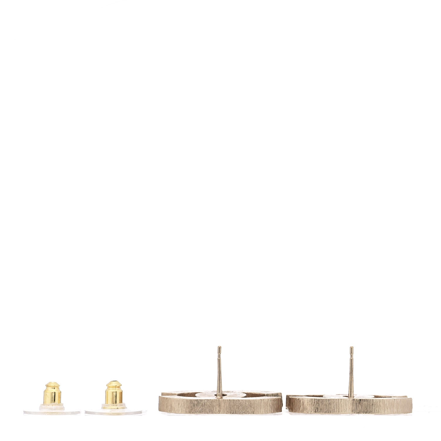 Chanel Metal Quilted CC Earrings Gold White 3 of 5