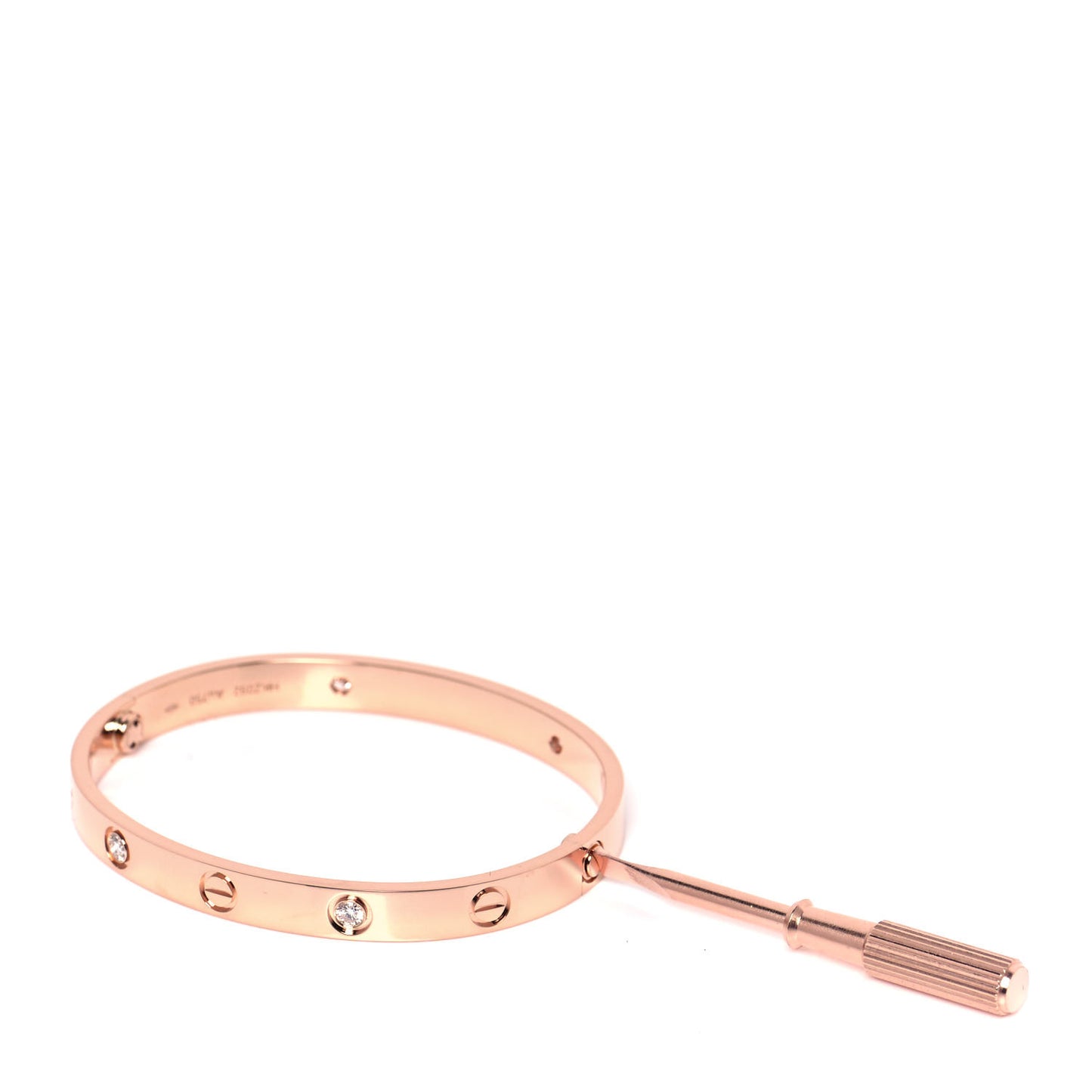 18K Pink Gold 4 Diamond LOVE Bracelet 17