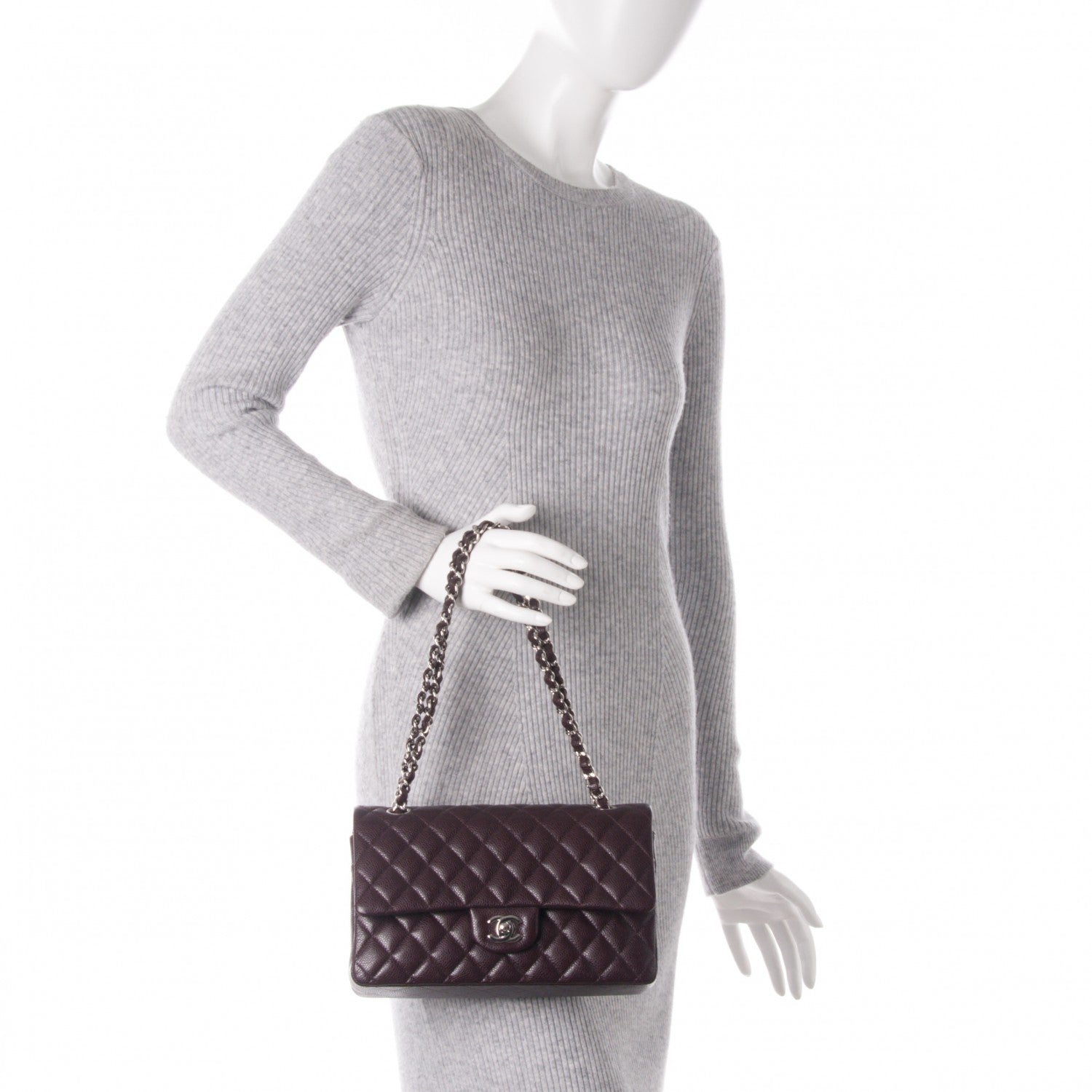 Chanel Caviar Quilted Medium Double Flap Burgundy 2 of 8