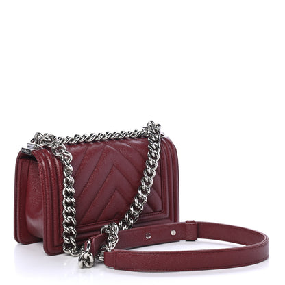 Chanel Caviar Chevron Quilted Small Boy Flap Dark Red 2 of 4