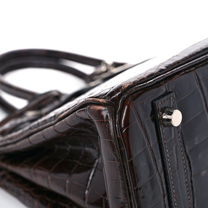 Hermes Shiny Niloticus Crocodile Birkin 30 Havane 8 of 13