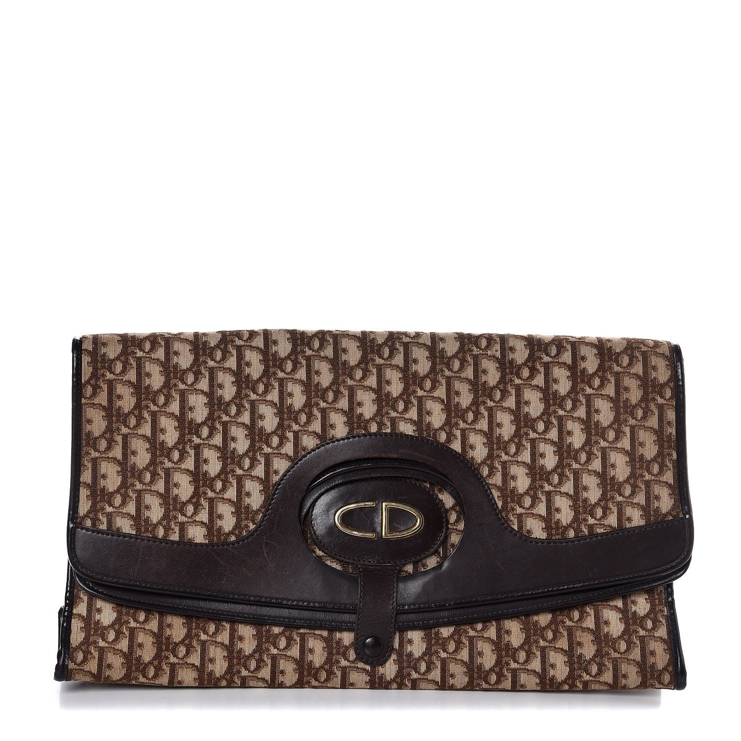 Christian Dior Monogram Fold Over Clutch Brown 1 of 8