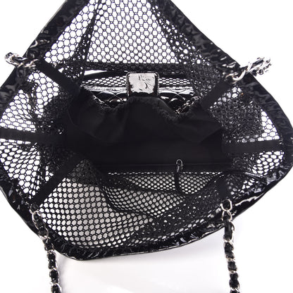 Chanel Patent Net Large La Madrague Tote Black 10 of 16