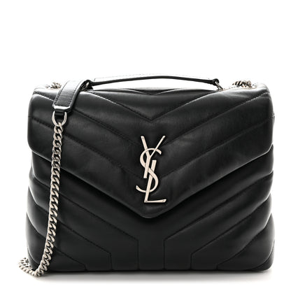 Saint Laurent Calfskin Y Quilted Monogram Small Loulou Chain Satchel Black 1 of 10