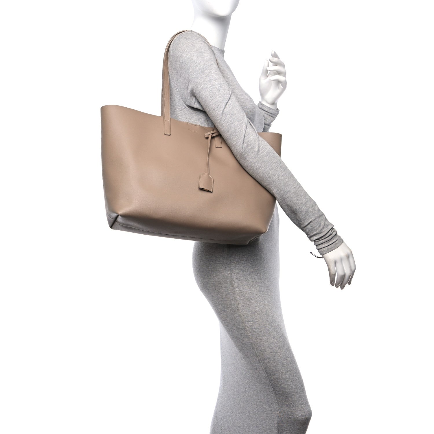 Saint Laurent Calfskin Large Shopping Tote Dark Beige 2 of 12