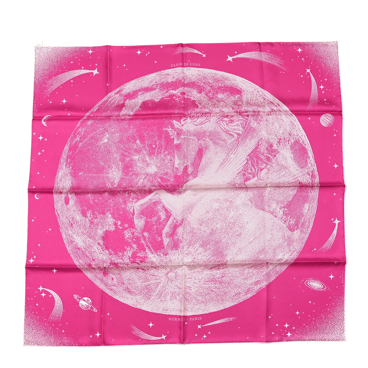 Silk Clair De Lune Double Face Scarf 90 Rose Vif White Rouge