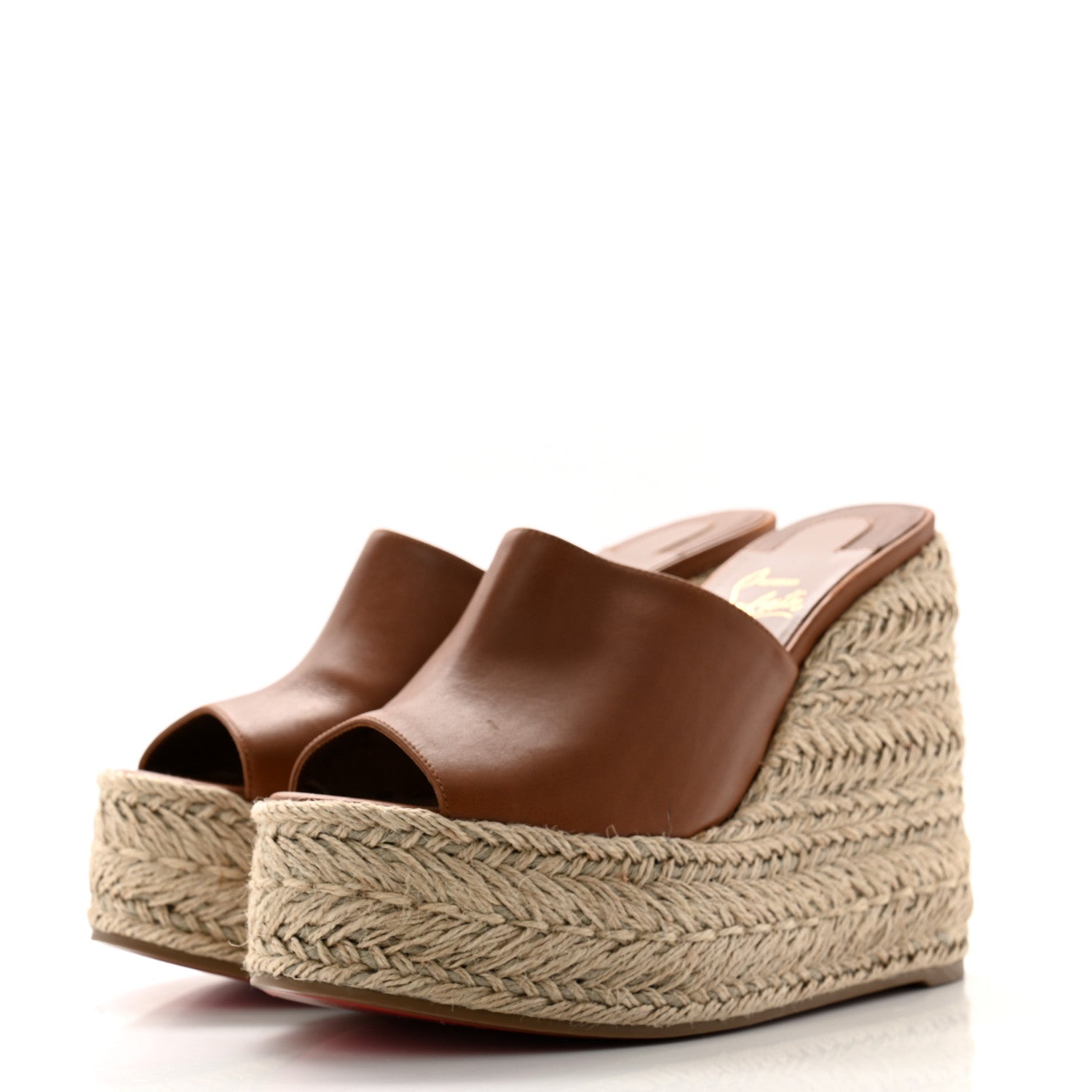 Christian Louboutin Calfskin Ariella Zeppa 130 Espadrille Sandals 37 Cuoio 3 of 8