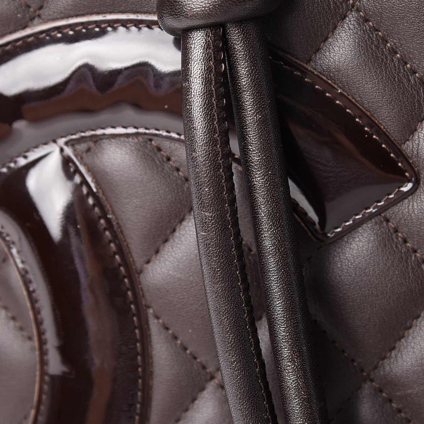 Calfskin Quilted Large Cambon Tote Brown
