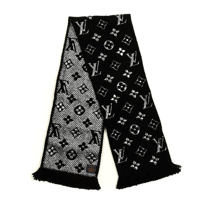 Louis Vuitton Wool Silk Logomania Shine Scarf Black 2 of 3