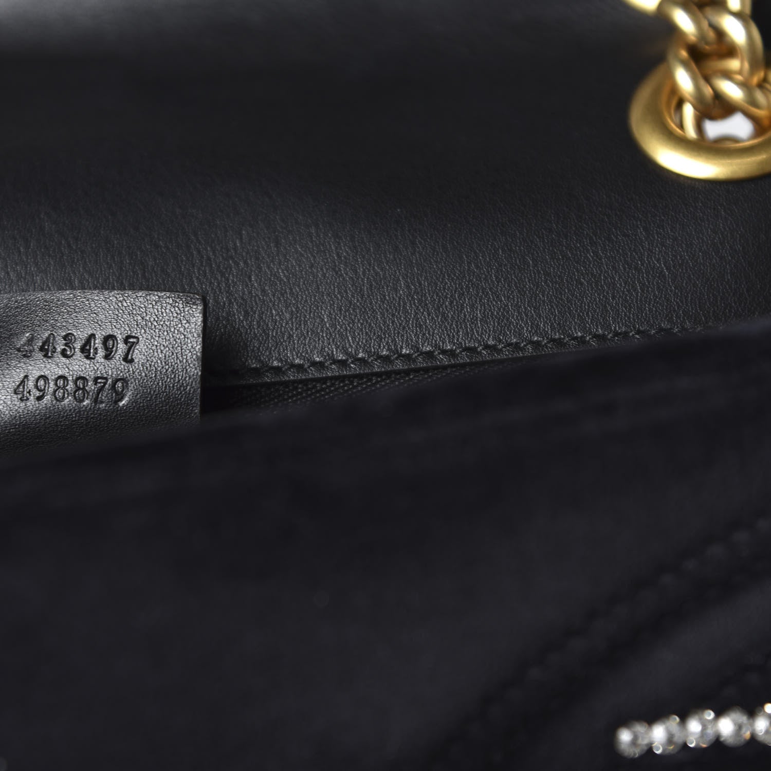 Gucci Velvet Matelasse Marquise Crystals Embroidered Small GG Marmont Shoulder Bag Black 9 of 10