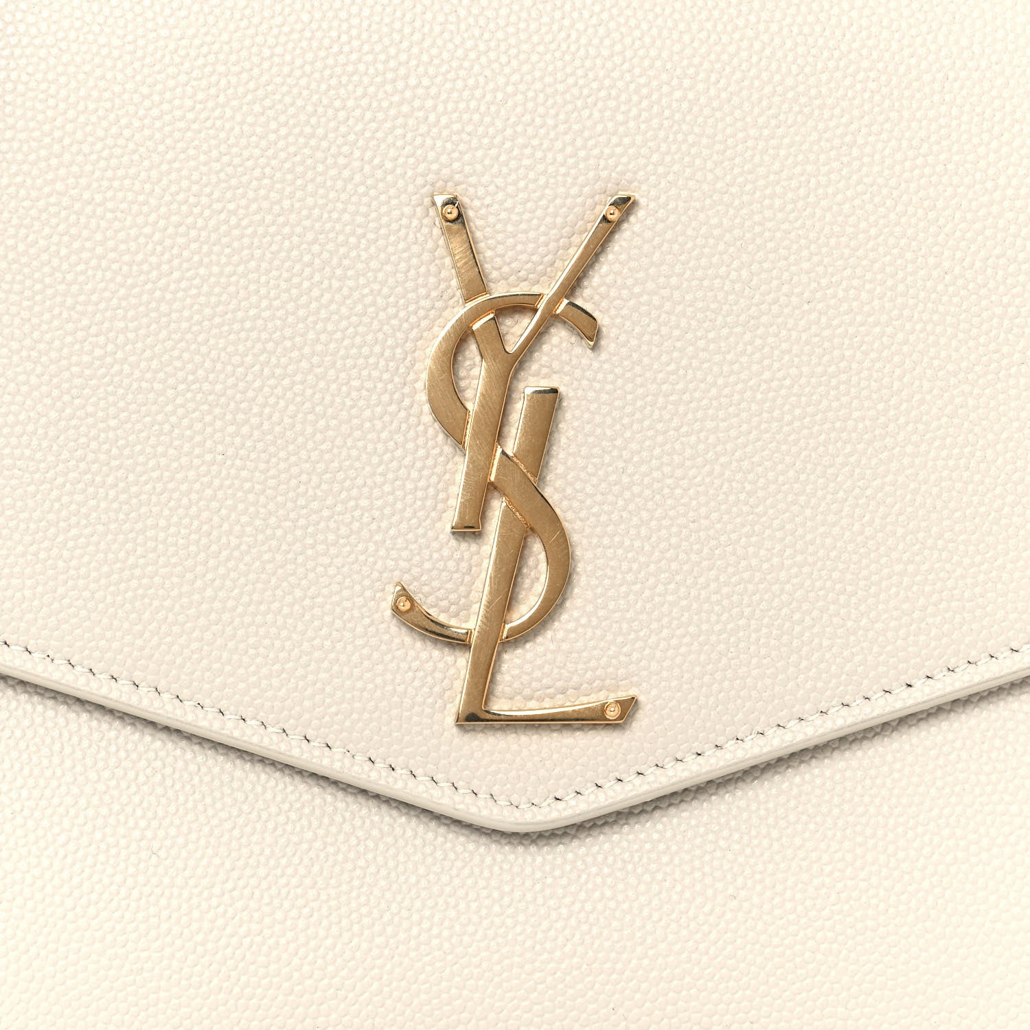 Saint Laurent Grain de Poudre Monogram Strap Wallet Crema Soft 11 of 11