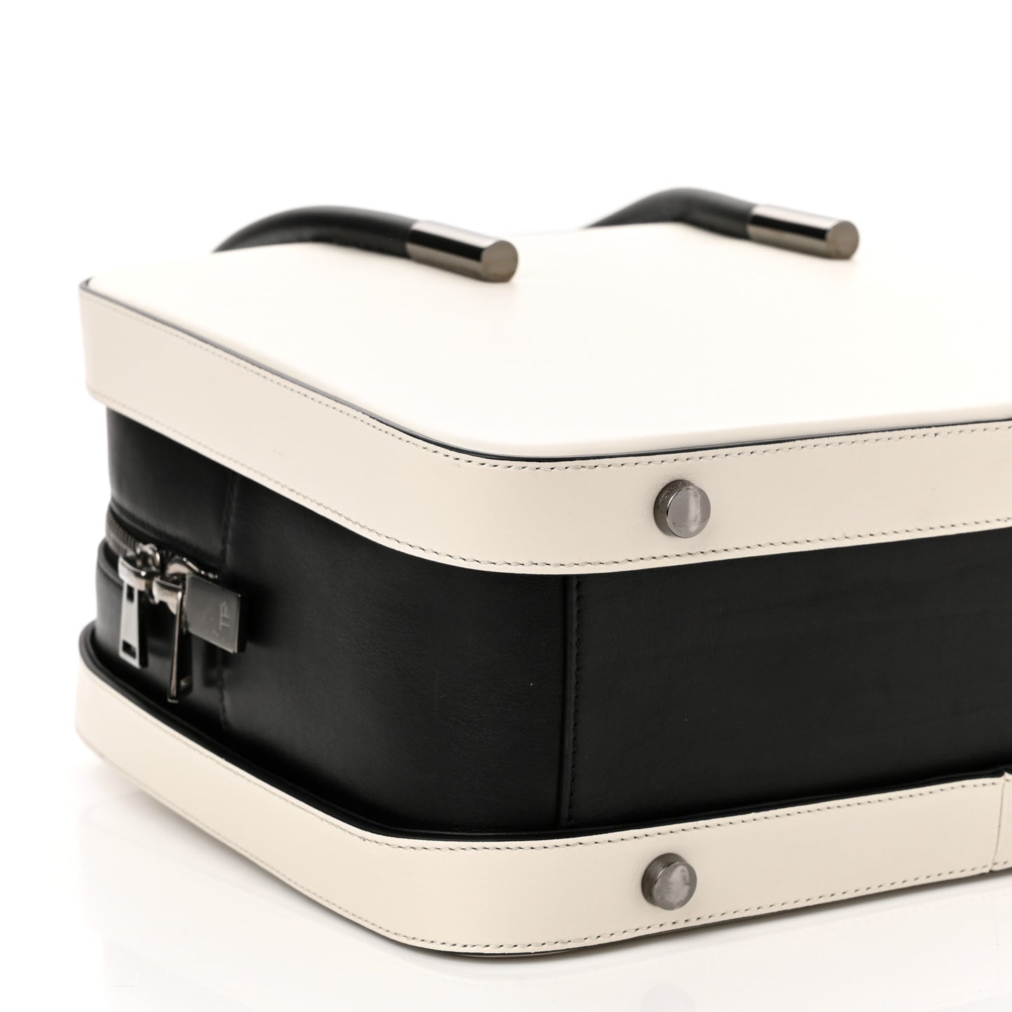 Calfskin Top Handle Bag White Black
