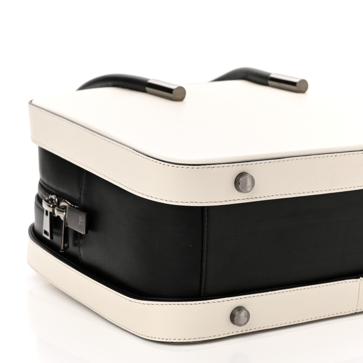 Tom Ford Calfskin Top Handle Bag White Black 9 of 10