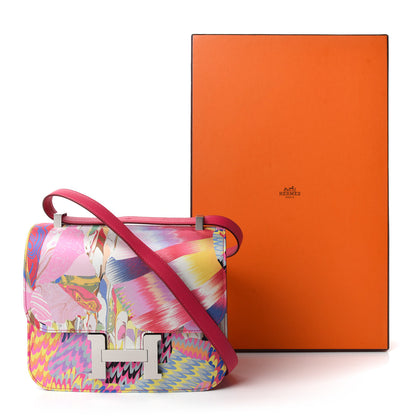 Hermes Swift Silk Marble Printed Constance 24 Rose Azalee Rose Mexico 14 of 14