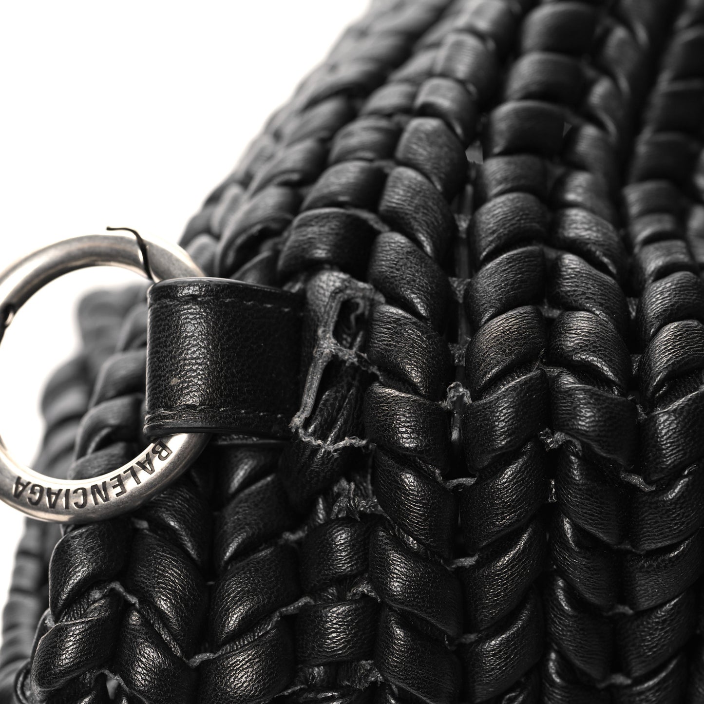 Woven Calfskin Metro Medium Tote Black