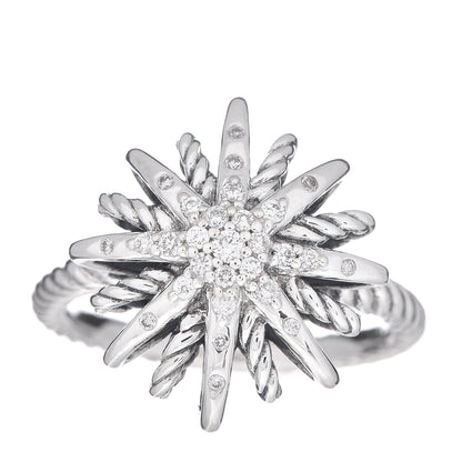 David Yurman Sterling Silver Diamond 16mm Starburst Ring 51 5.75 1 of 5