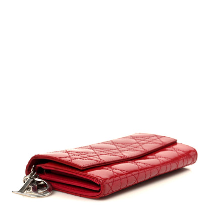 Christian Dior Patent Cannage Lady Dior Rendezvous Wallet On Chain Red 4 of 10