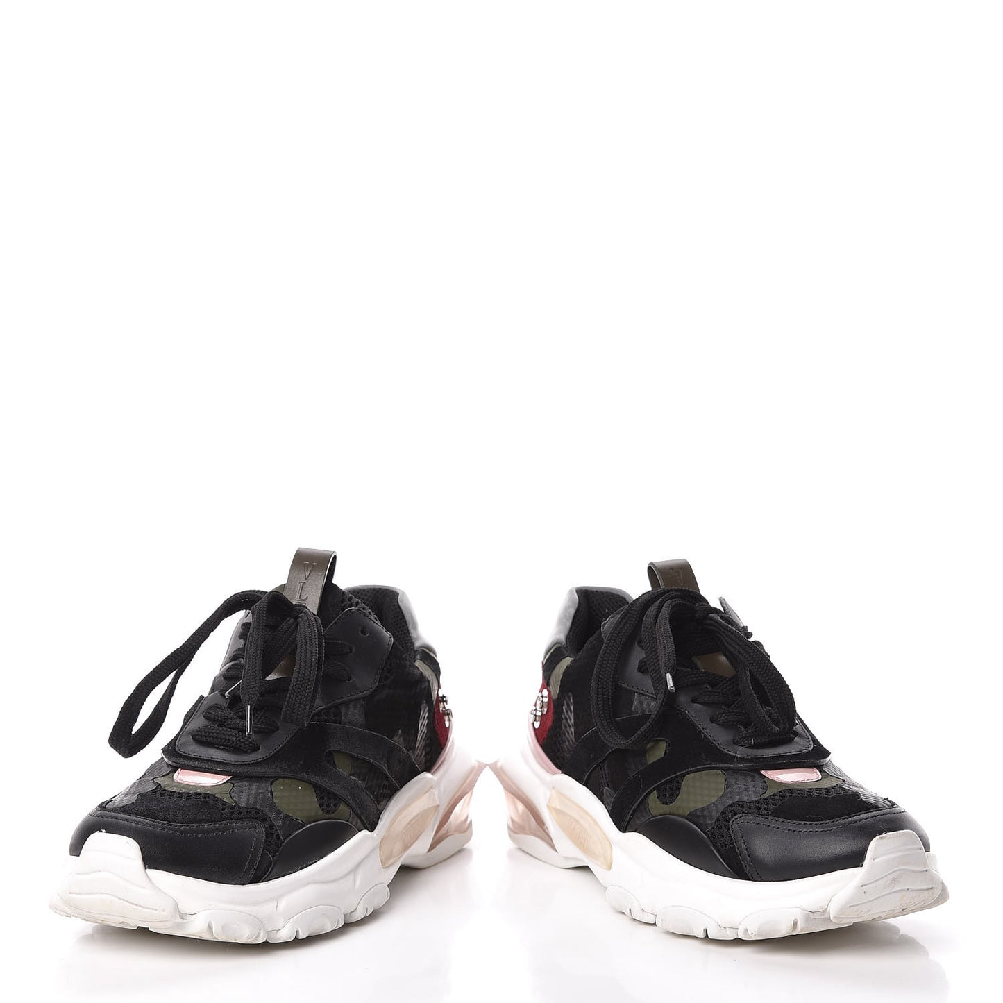 Calfskin Suede Camouflage Bounce Sneakers 37 Multicolor