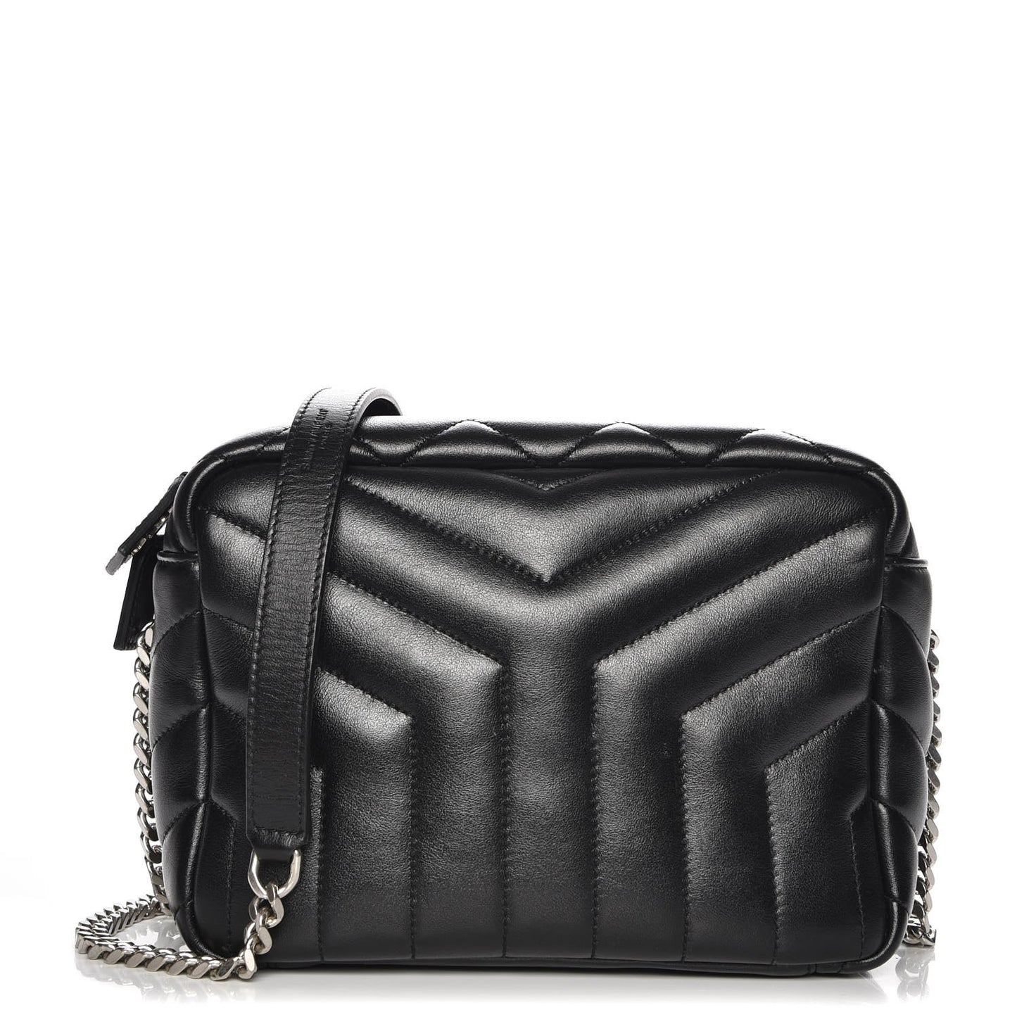 Calfskin Y Quilted Monogram Small Loulou Bowling Bag Black