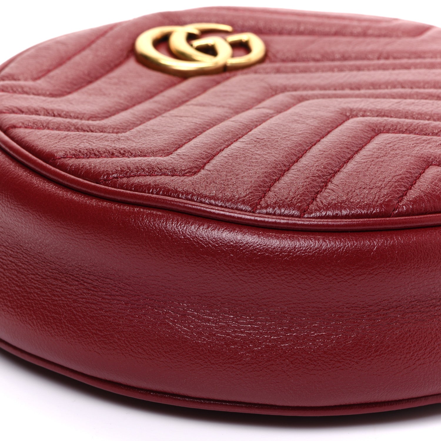 Gucci Glazed Calfskin Matelasse Heart Mini GG Marmont Round Shoulder Bag Romantic Cerise 11 of 12