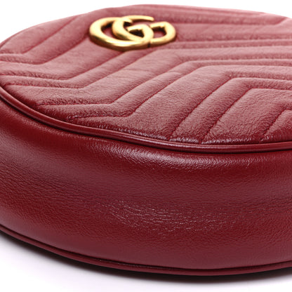 Gucci Glazed Calfskin Matelasse Heart Mini GG Marmont Round Shoulder Bag Romantic Cerise 11 of 12