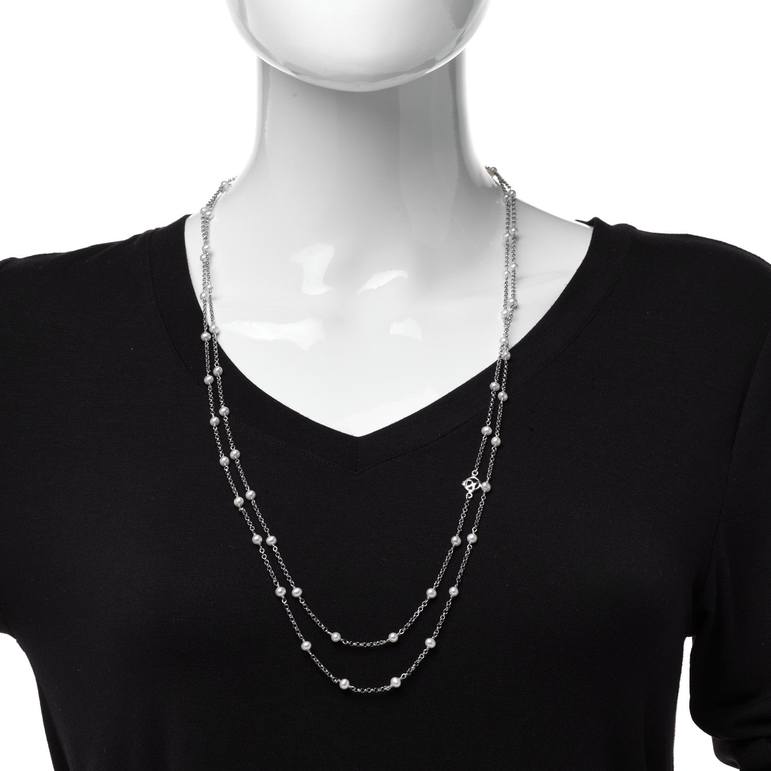David Yurman Sterling Silver Freshwater Pearl Bead Chain Necklace 2 of 5