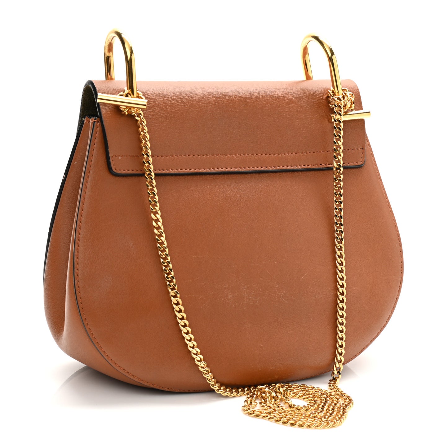 Suede Smooth Calfskin Drew Shoulder Bag Caramel