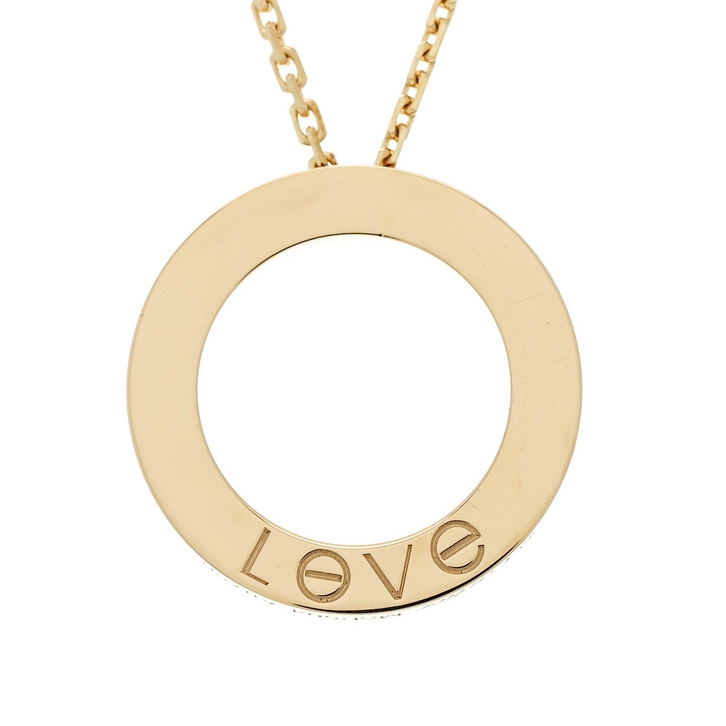 18K Yellow Gold 3 Diamonds LOVE Pendant Necklace