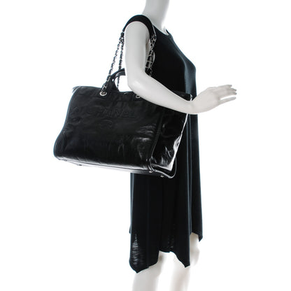 Chanel Glazed Calfskin Large Deauville Tote Black 2 of 7