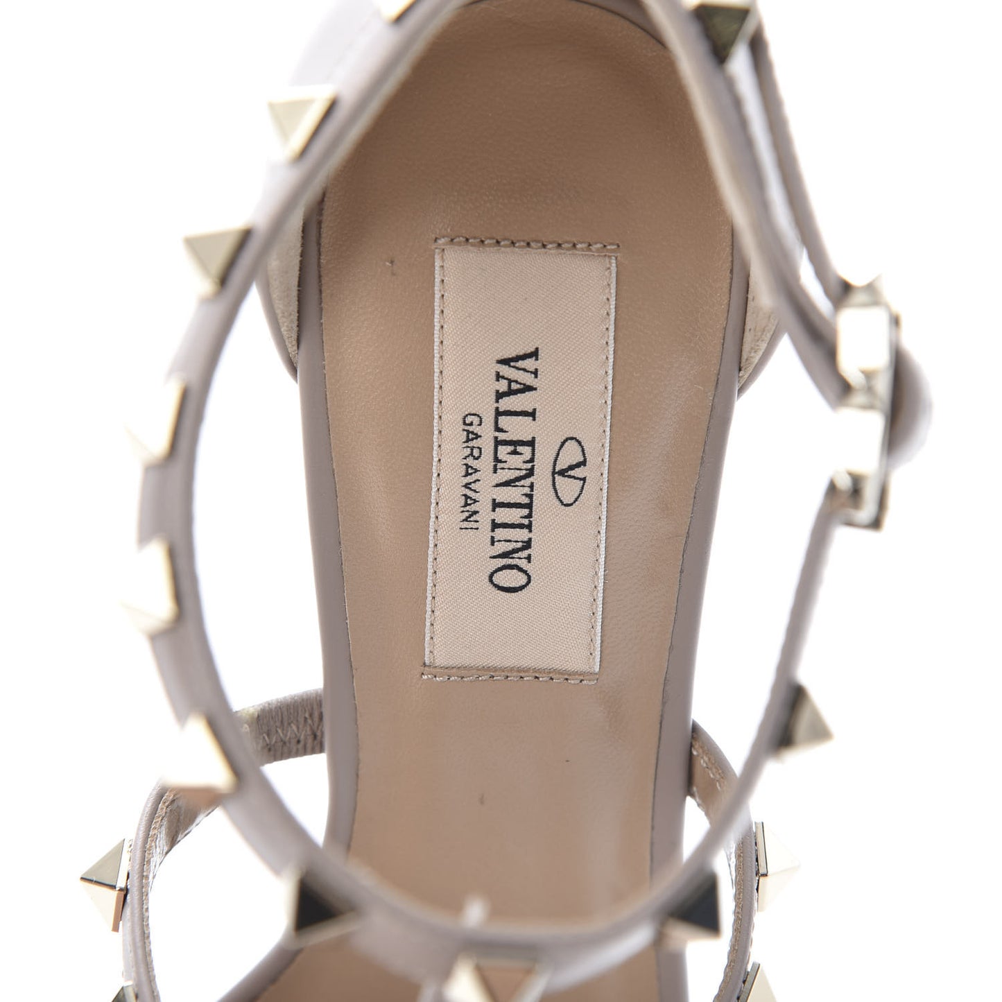 Calfskin Rockstud T-Strap 10/110mm Platform Sandals 36 Poudre