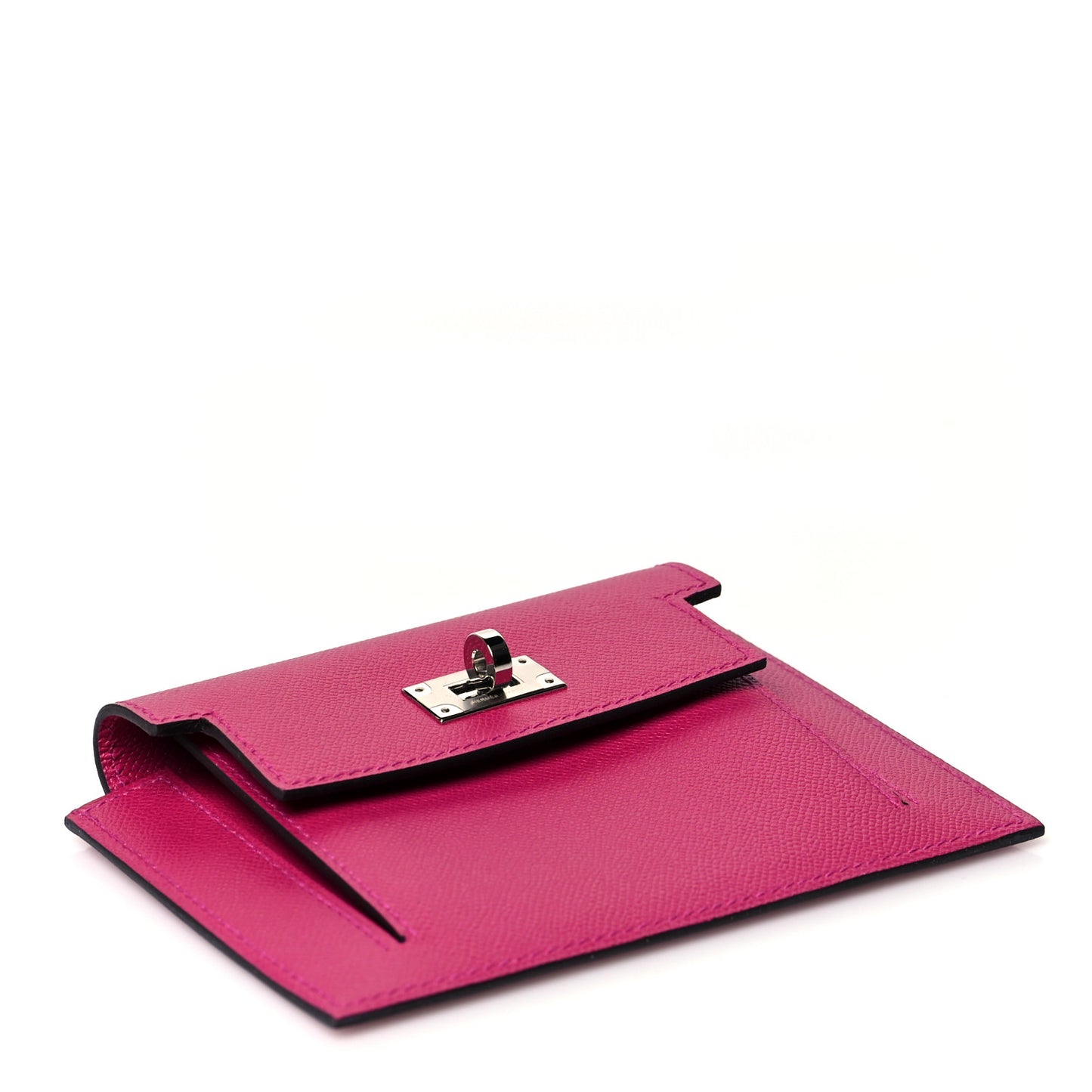 Madame Calfskin Kelly Pocket Compact Wallet Rose Pourpre