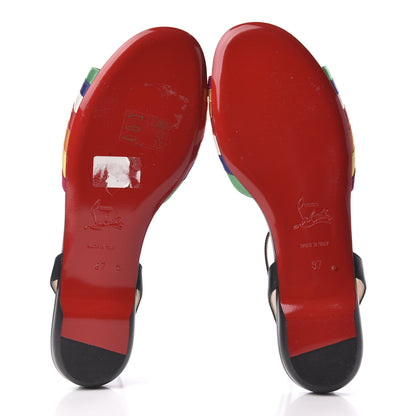 Christian Louboutin Shiny Nappa Naseeba Flat Sandals 37 Black Multicolor 5 of 9