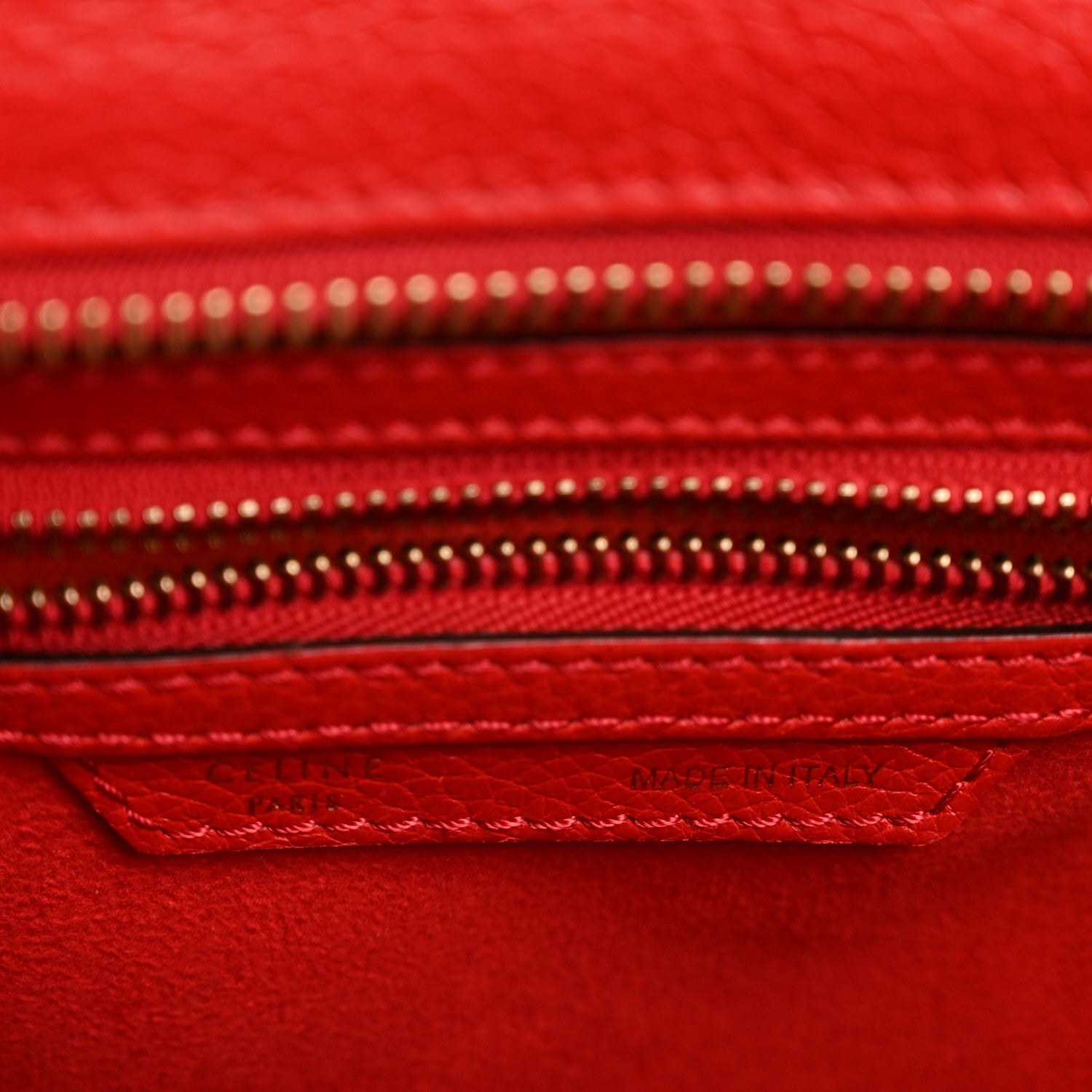 Celine Drummed Calfskin Micro Luggage Red 6 of 16