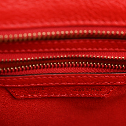 Celine Drummed Calfskin Micro Luggage Red 6 of 16