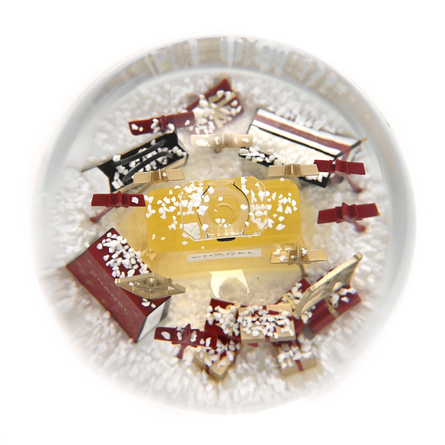 Glass N°5 Perfume Bottle Snow Globe Red