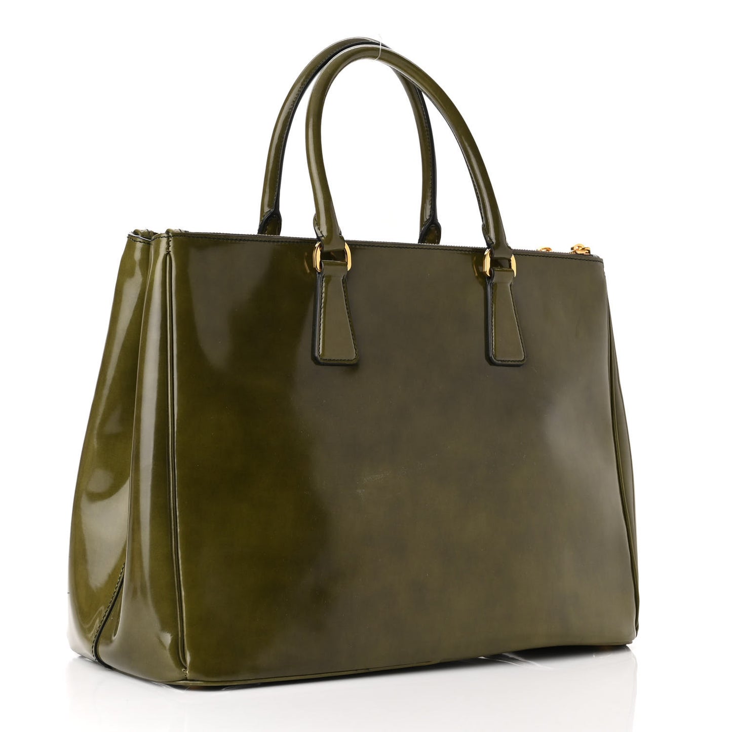 Spazzolato Large Galleria Double Zip Tote Militare Fume