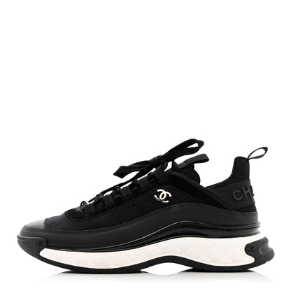 Chanel Velvet Calfskin Mixed Fibers CC Sneakers 40 Black 1 of 12